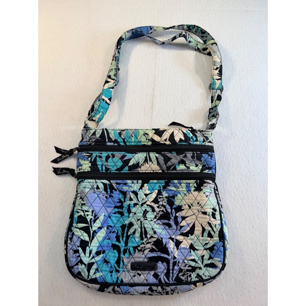 Vera Bradley Santiago Triple Zip Hipster Crossbody Bag Retired 2017 Blue Floral
